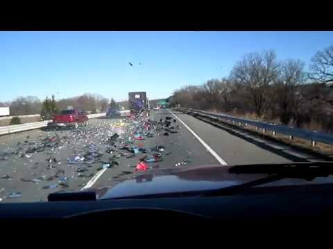 Truck loses load all over highway