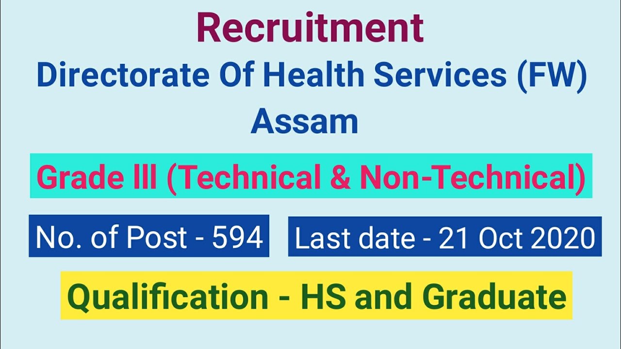 Recruitment in dhsfw assam // For HS and Graduate candidates