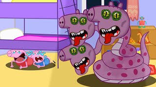 Peppa Pig turns into Giant Zombie Snake at House - Peppa pig funny animation