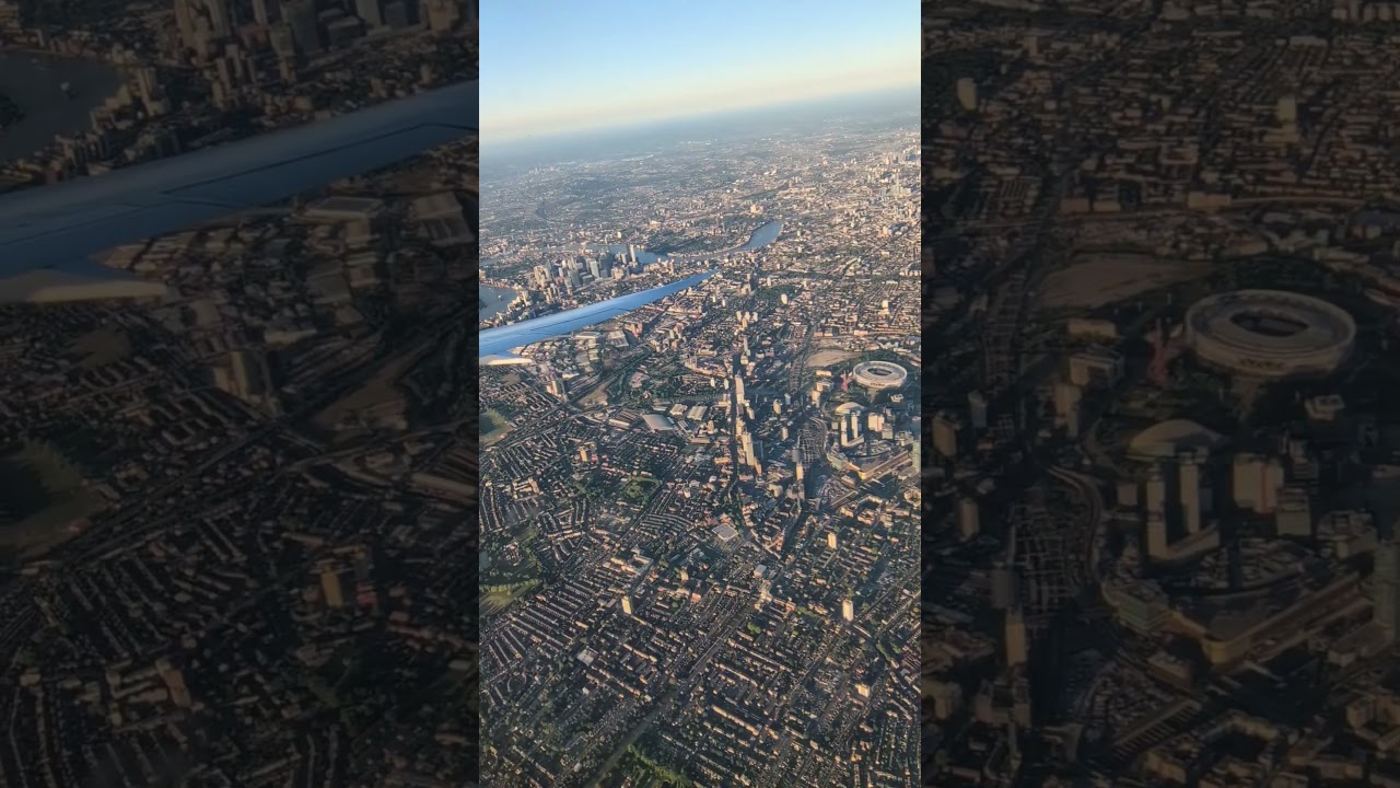 Early morning central London flyover on approach to Heathrow Airport