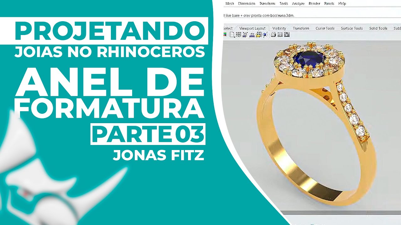 Rhinoceros para joalheria: anel de formatura no Rhino 3D | Parte 3