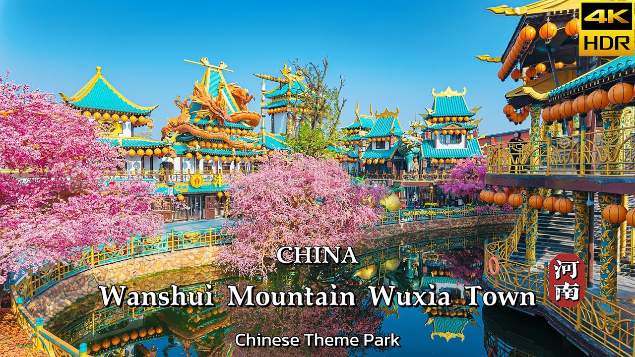 Китайская жизнь выходного дня в тематическом парке Wuxia в Кайфэне | 4K Китай