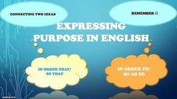 Expressing Purpose in English: SO AS TO, IN ORDER TO, SO THAT, IN ORDER THAT (ENGLISH LESSON)