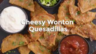 Mini quesadillas have never been easier! round (gyoza) wonton wrappers
mimic the shape of a standard tortilla, so prep is quick and results
are delicious...