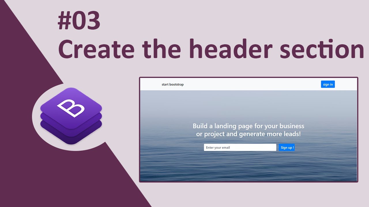 Bootstrap template #03 create the header section - YouTube
