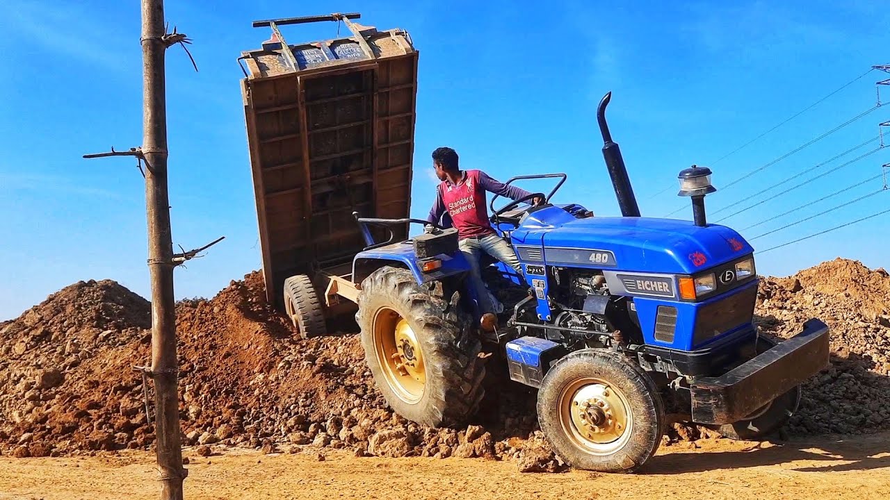 Eicher 480 Tractor Stuck With loaded Tractor Action Video Tractor Ki