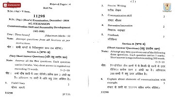 BSC 5TH SEM AG EXTENSION COMMUNICATION SKILL AND PERSONALITY DEVELOPMENT DEC 2024 | CCSU