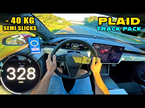 STRIPPED TESLA MODEL S PLAID TRACK PACK on AUTOBAHN! 100-200 in 3.xx