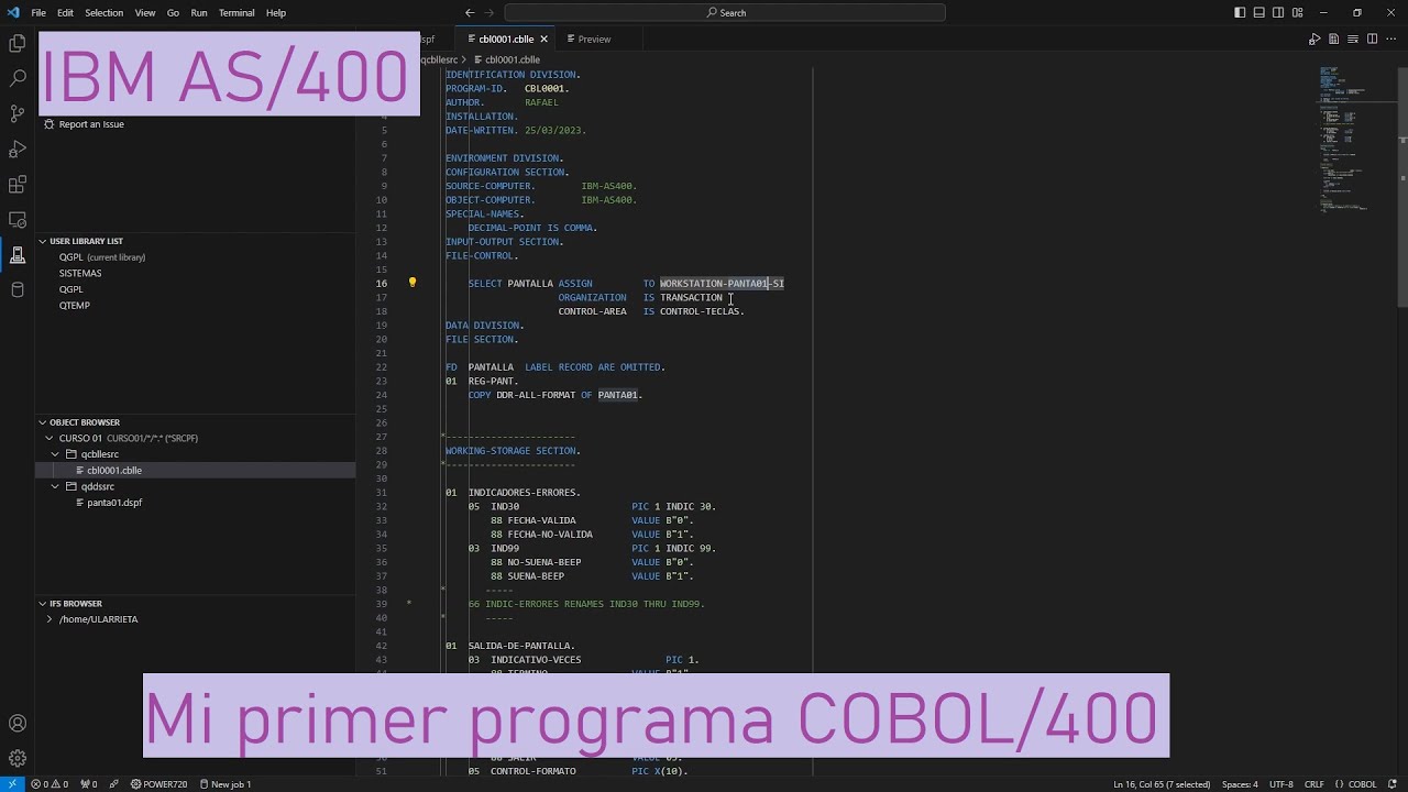 IBM AS/400: Mi primer programa COBOL/400 - YouTube