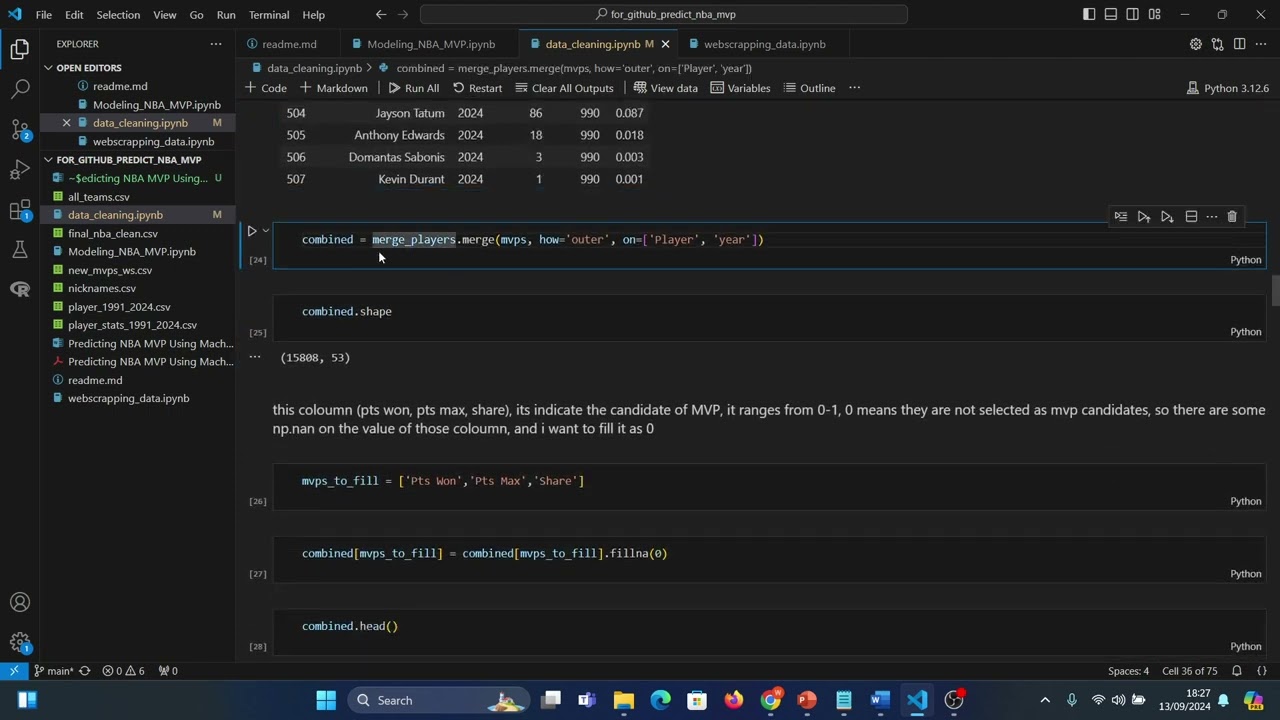 Intro to Machine Learning  - Predicting NBA MVP using Machine Learning (Case NBA Season 2024)