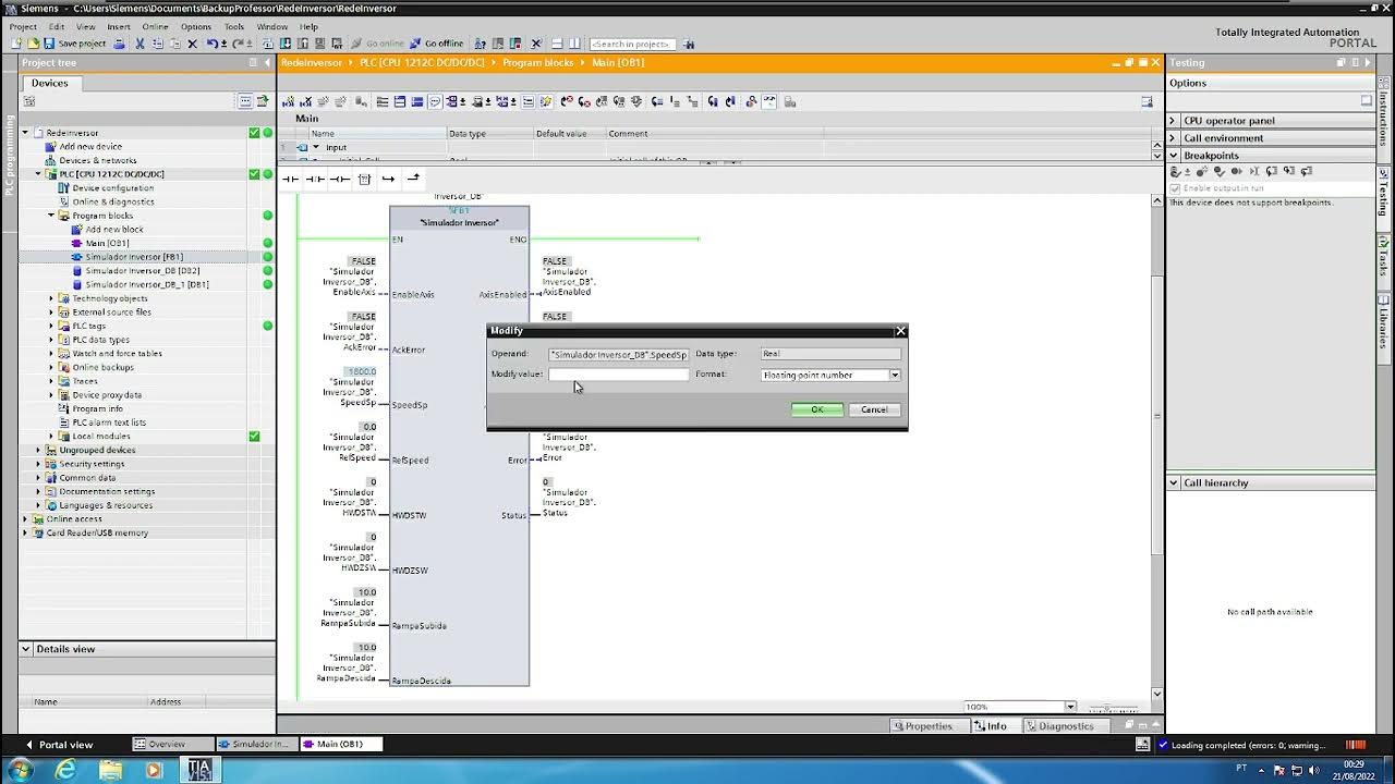 Simulador Inversor de Frequência Siemens Tia Portal V15.1 YouTube