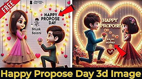 How to Create Happy Propose Day 3D Ai Couple Name Image editing || Bing image creator #bing