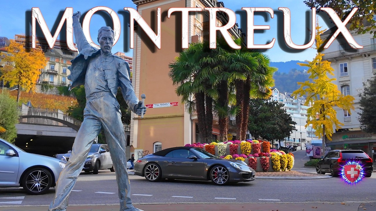 MONTREUX SWITZERLAND ✨ Preparing for Christmas. Sunny walk along shopping streets / Lake Geneva 4K