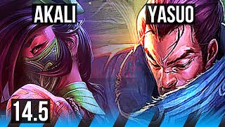 AKALI vs YASUO (MID) | 6/1/8, 400+ games | KR Master | 14.5