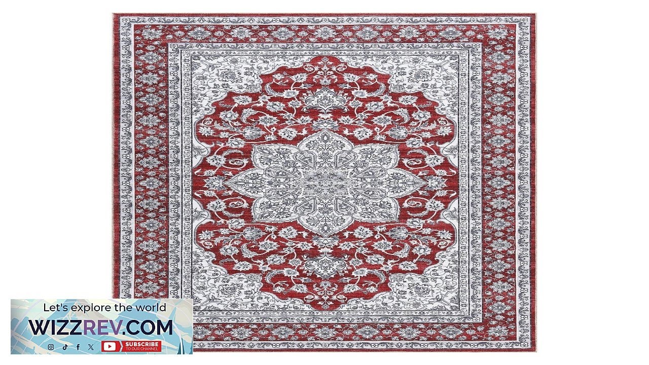 Garvee Oriental Red 8x10 Washable Area Rug Vintage Paisley Design Non Slip