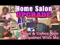 In Home Salon Upgrades || Small Salon Space || Clean With Me 💇🏽‍♀️💜✨