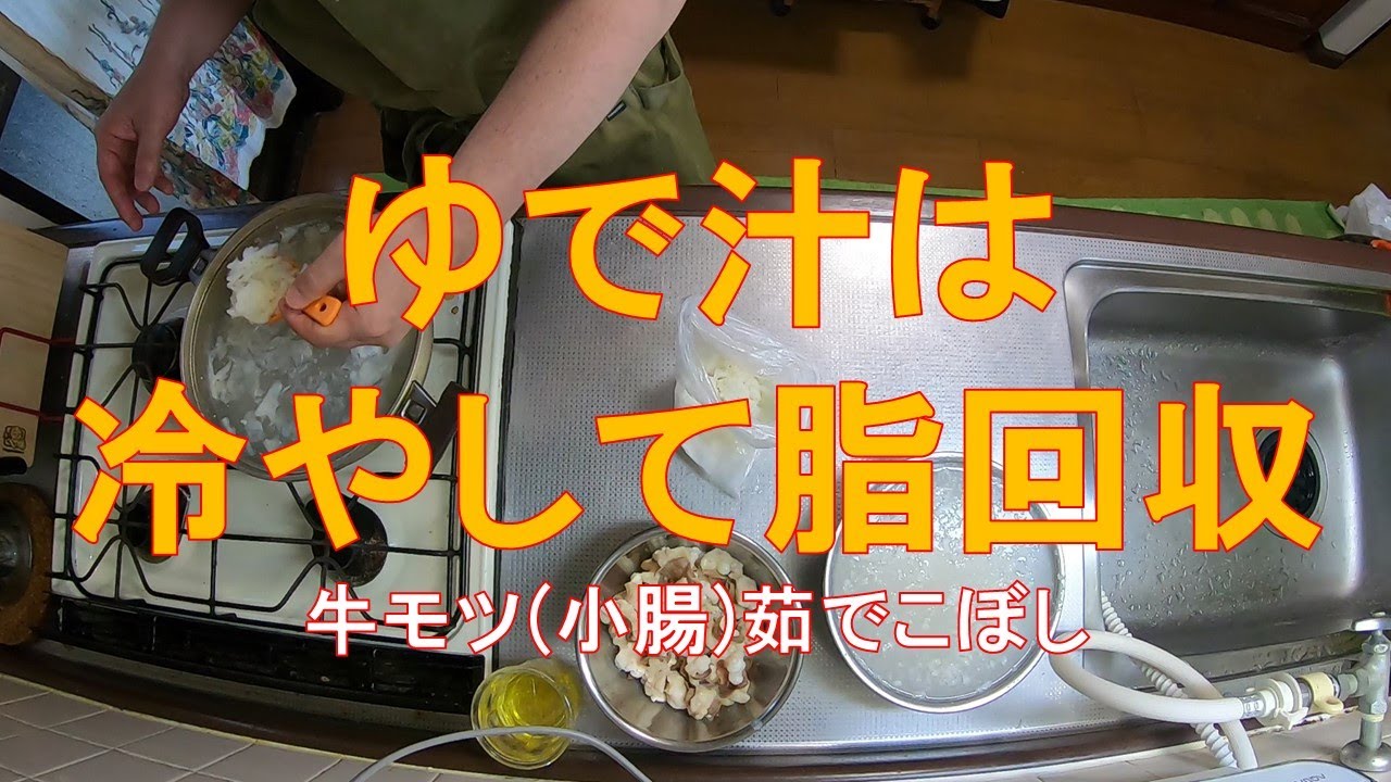 659 キッチン俯瞰10倍速 夕食作り 牛モツ 小腸 茹でこぼし Youtube