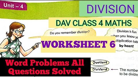 DAV Class 4 Maths Unit 4 Division Worksheet 6 Word Problems Solution||Arpita Kaushik