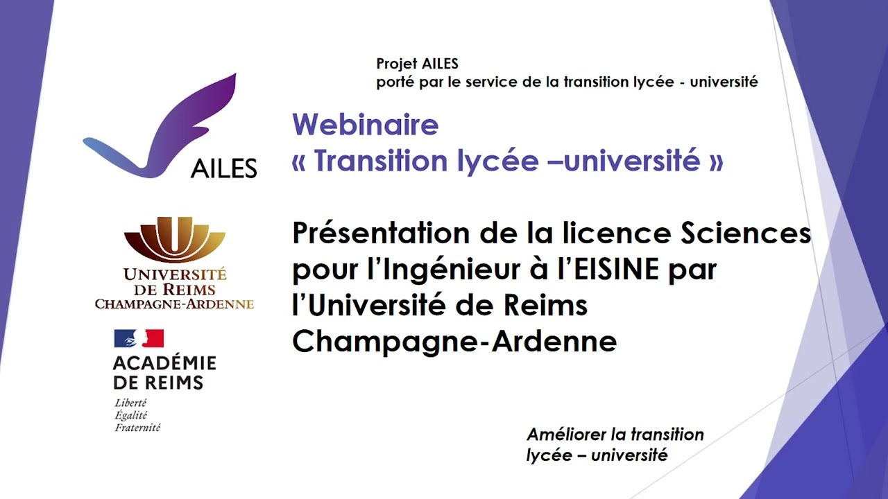 Présentation de la Licence Sciences pour l'ingénieur à l'EISINE