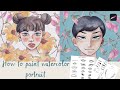How to paint watercolor portrait in Procreate - easy digital illustration tutorial  + free brushes