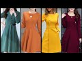 designer skater dresses design collection 2020 plain fabric frocks style for college and office girl