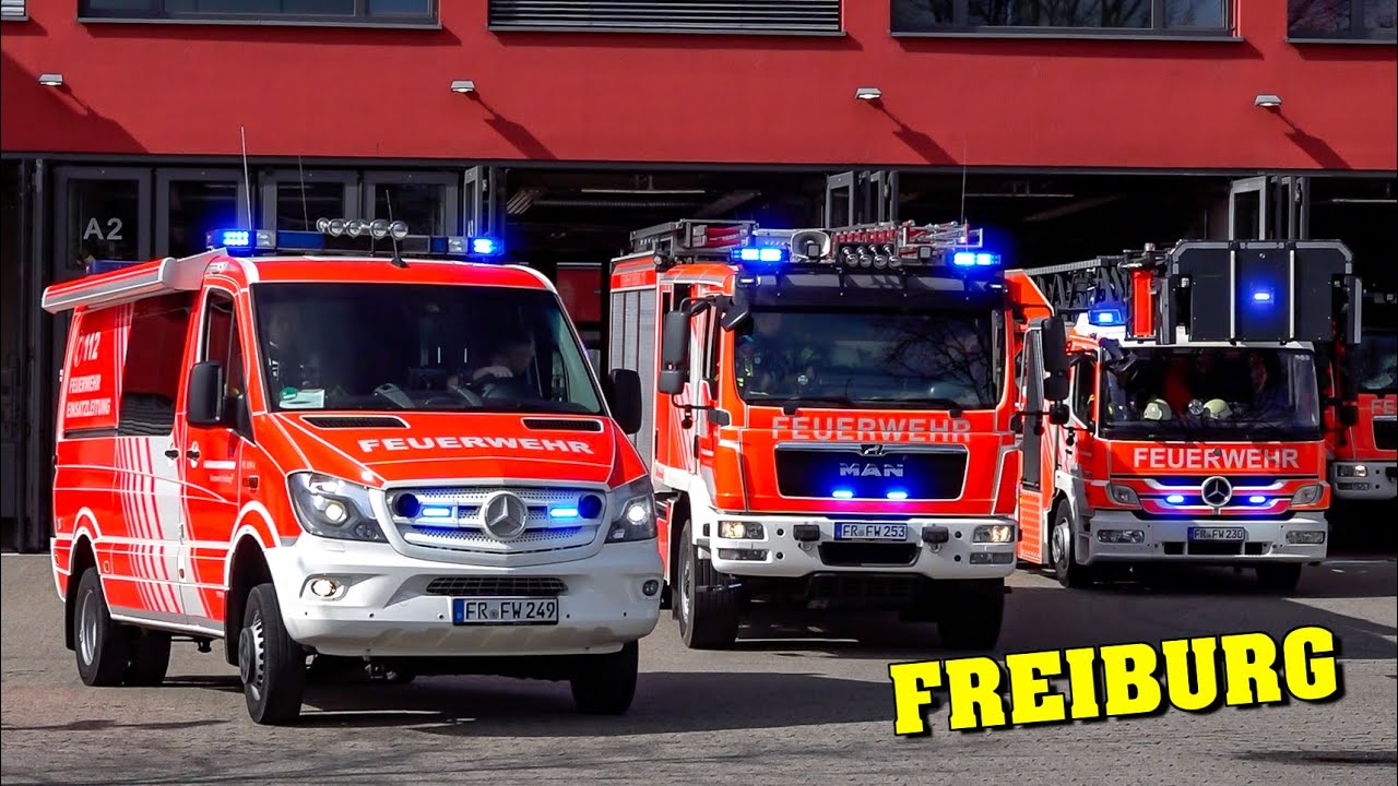 [FOLGEALARM: HLF an Wache vorbei!] - Feuerwehr FREIBURG | Einsatzfahrten LÖSCHZUG & Rettungsdienst!