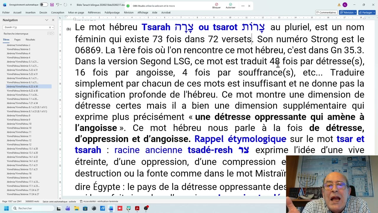 1106 Tsarah (7) Nos iniquités témoignent contre nous, agis à cause de ton Nom YHVH(Jér6.24àJér15.11)