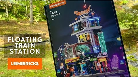 Unboxed! Lumibricks FLOATING TRAIN STATION (2760 pieces) Cyberpunk Neon City w/ light kit L9098