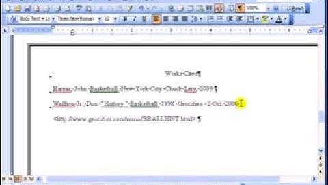 Word 2003 Hanging Indent