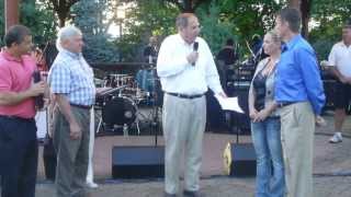 West Caldwell Mayor Joe Tempesta presents the 2013 Beautification Award to Mullen & Sons Contractors
