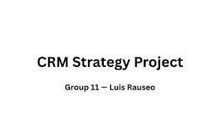 CRM Strategy Project Group 11