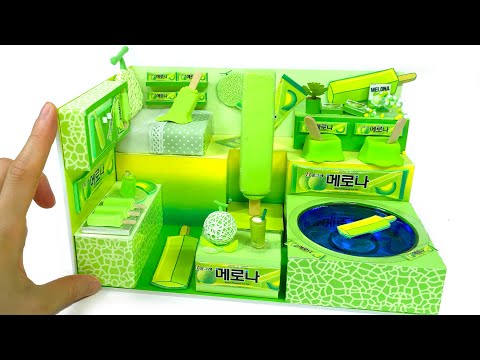 #how DIY Miniature Realistic MELONA Icecream <strong>Board</strong> house♥<strong>Making</strong> icecream melona swimmingpool house♥
