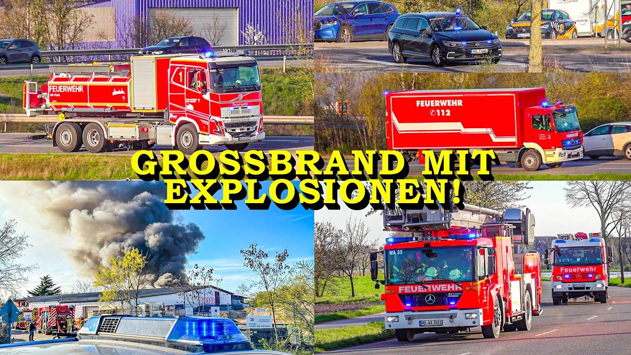 +++ GROSSBRAND & EXPLOSIONEN | LAGERHALLE IN FLAMMEN +++ EINSATZFAHRTEN DER FEUERWEHR | ALTLUSSHEIM