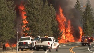 Tamarack Fire near Markleeville, CA explodes to 21,000 acres, destroys at least two homes.