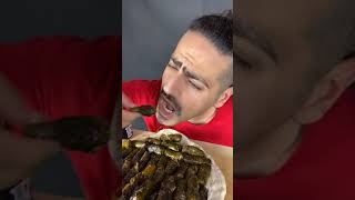 موكبانغ ورق عنب ( دولمة ) مع دبس الرمان والليمون ومشروب الطاقة فاير بول Grape leaves Mukbang #Shorts