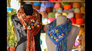 Bufanda con flecos y bordado ( Paso a paso en crochet)