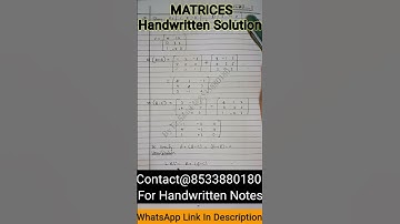 Matrices Handwritten ncert solution Notes pdf class 12th maths Handwritten Notes Chapter-3 notes pdf