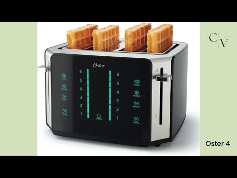 Oster 4-Slice Toaster, Touch Screen with 6 Shade Settings and Digital Timer, Black/Stainless Steel