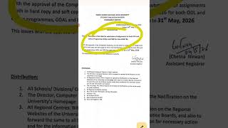 Ignou Assignment Submission Date Extended June 2026 TEE #ignouassignmentlastdatejune2026