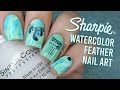 Sharpie Marble Feather Water Decal Nail Art || TWI_STAR