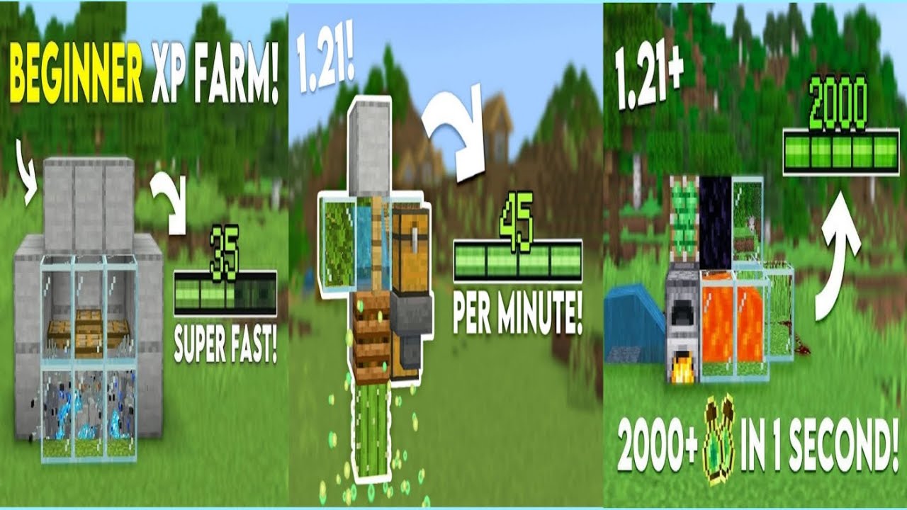 top 3 easy xp farm in minecraft bedrock 1.21!