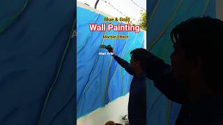 Wall Painting Blue &amp; Gold Marble Effect | Atari Arts