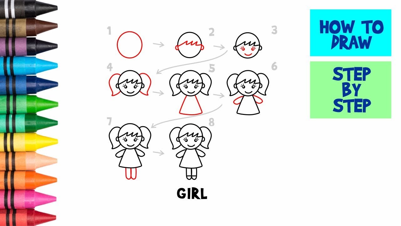 How to draw a Girl easy // step by step #12 - YouTube