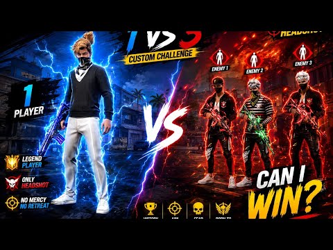 😱 3 Players vs 1 Legend! 🔥 Insane 1v3 Clutch | Free Fire MAX 2026 