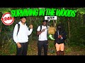 SURVIVING IN THE WOODS FOR 24 HOURS!! *Bad Idea*