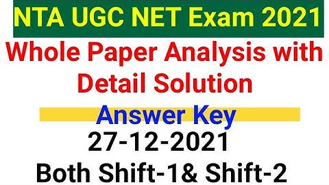UGC NET PAPER Analysis Held On 27 December 2021 l UGC NET 2021 paper 1 analysis NET 2021 Answer Key