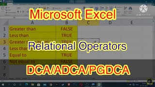 Relational Operators in Excel