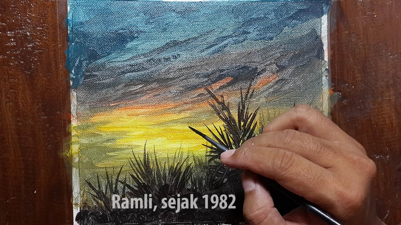 Sunset Painting Cara Lukis Sunset Sederhana Acrylic Painting