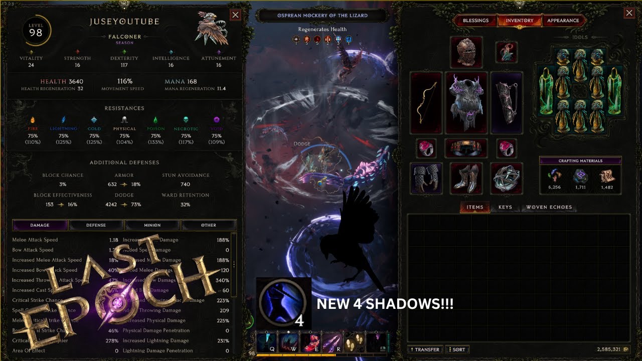 Corruption 750 - 98 Umbral Blades + Dive Bomb Autobomber Falconer | Last Epoch S2 Day 3 Update