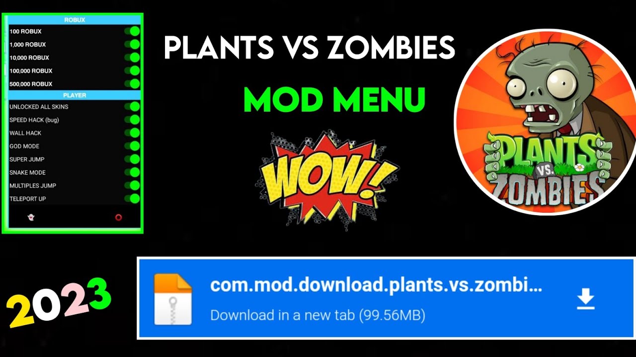 Plants Vs zombies Mod Menu Apk V3.3.2 NO KEY OFFLINE MOBILE 2023